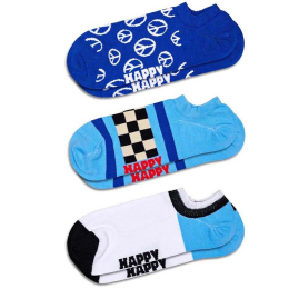 MUSKE HAPPY SOCKS CARAPE  3-PACK BLUE PEACE NO SHOW SOCKS