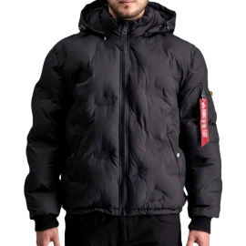 ALPHA MUSKA ALPHA INDUSTRIES JAKNA HOODED LOGO PUFFER ZA MUŠKARCE